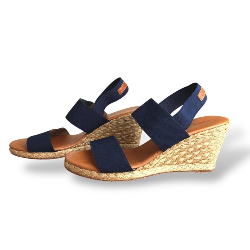 Andre Assous Allison Navy Neutral Wedge Sandal Womens EU38 Sz7.5 Tommy Bahama - Picture 7 of 7